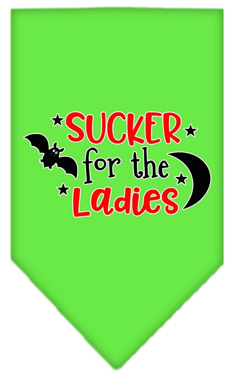 Sucker for the Ladies Screen Print Bandana Lime Green Large